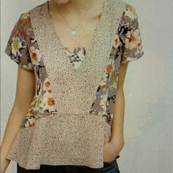 💜 Anthropologie Lightweight Flowy Summer Blouse Botanical Abstract Print - Picture 5 of 5